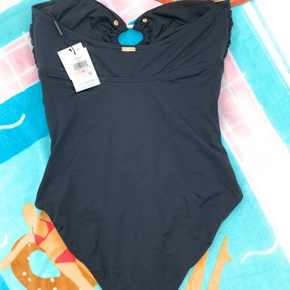 Calvin Klein Slimming Black One-Piece Swimsuit 6 - Picture 3 of 5